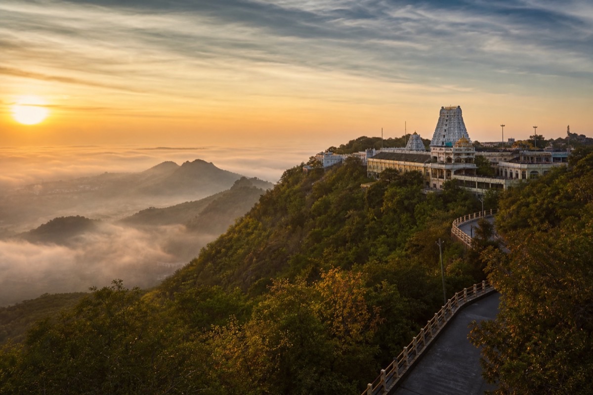 Tirupati temple hills at dawn
